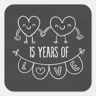 Sticker Carré Coeurs de calèche-cadeaux du 15e anniversaire
