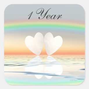 Sticker Carré Coeurs papier du 1er anniversaire