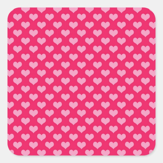 Sticker Carré Coeurs roses (Devant)