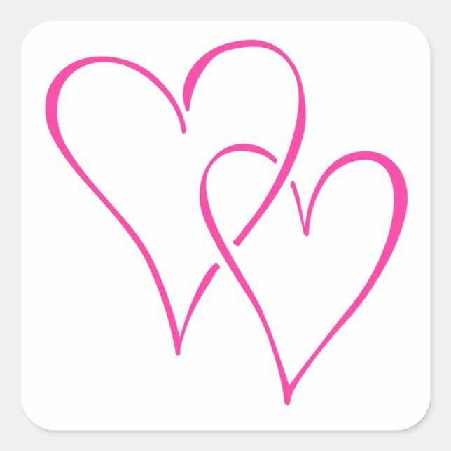 Sticker Carré Coeurs roses qui s'enclenchent gracieusement (Devant)