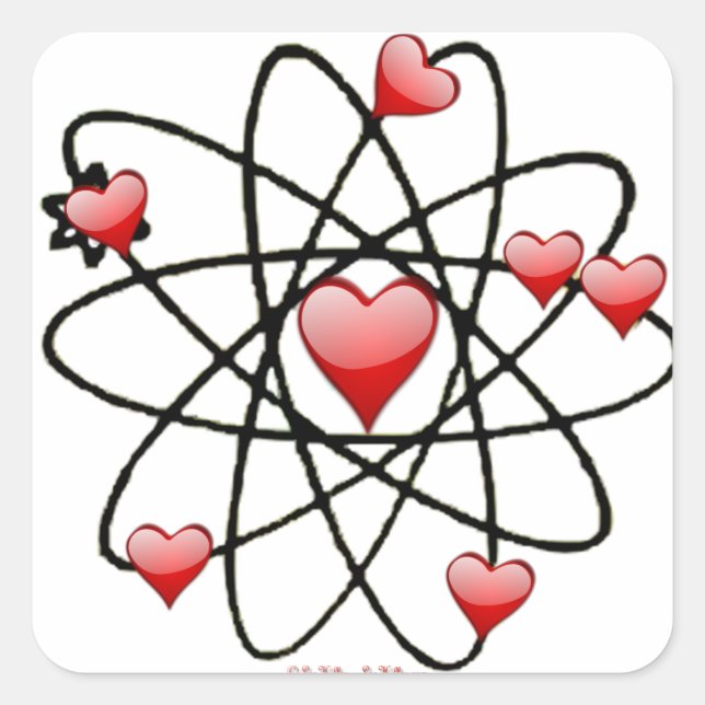 Sticker Carré Coeurs rouges de Saint Valentin atomique (Devant)