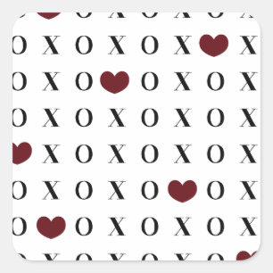 Sticker Carré Coeurs XOXO