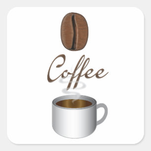 Sticker Carré Coffee Bean Cup