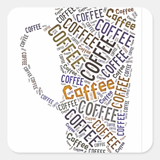 Sticker Carré Coffee Mug Word Art (Devant)