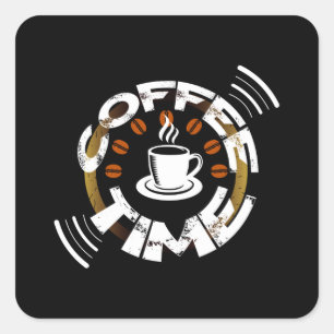 Sticker Carré Coffee Time
