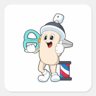 Sticker Carré Coiffeur avec ciseaux