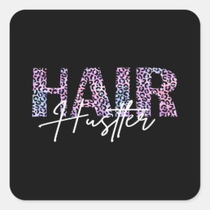 Sticker Carré Coiffeuse Leo Hair Hustler Imprimer rose
