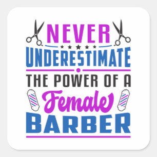 Sticker Carré Coiffeuse Stylo Barber Ciseaux Coiffeur Idée cadea