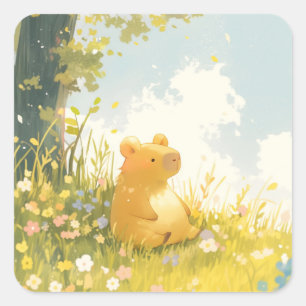 Sticker Carré Coin de détente du capybara