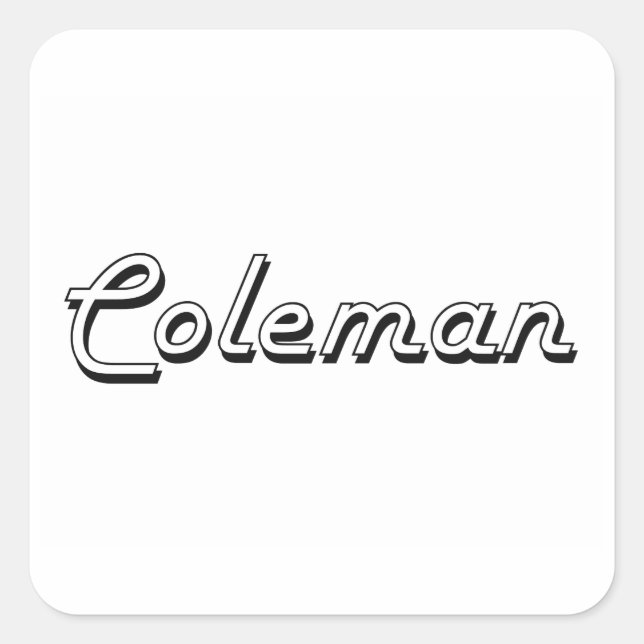 Sticker Carré Coleman Classic Retro Nom Design (Devant)