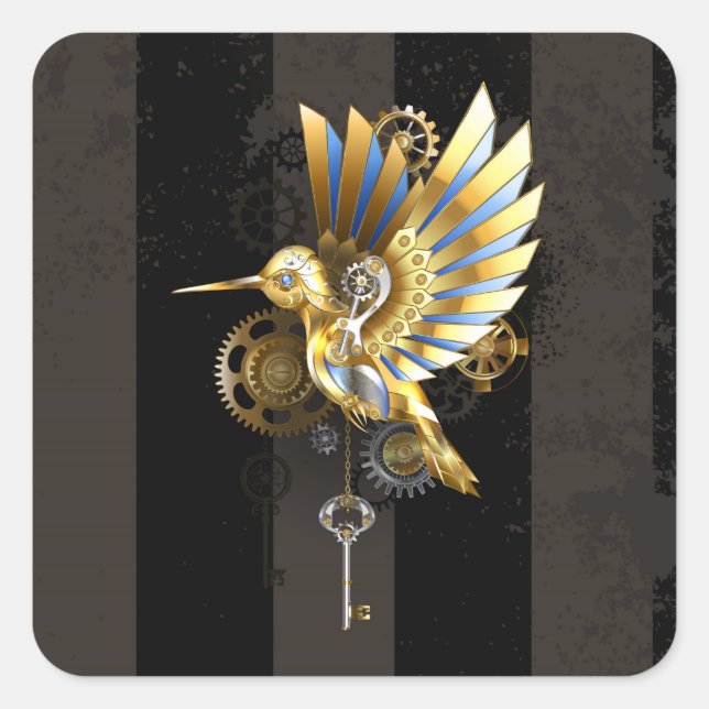 Sticker Carré Colibri mécanique (Devant)