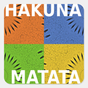 Sticker Carré Collage d'art pop coloré et message "Hakuna Matata