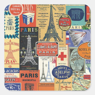 Sticker Carré Collage Paris