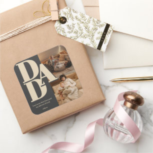 Sticker Carré Collage photo de Fête des pères personnalisée   Le