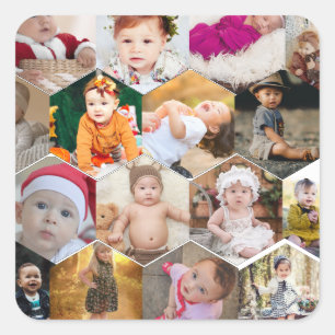Sticker Carré Collage photo Hexagon