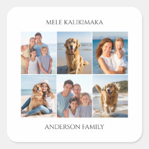 Sticker Carré Collage photo Personnalisé Mele Kalikimaka