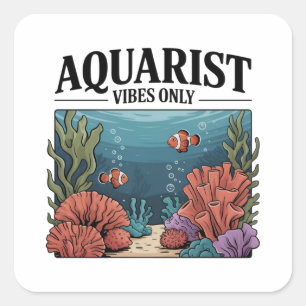 Sticker Carré Collecteur de poissons aquariums Junkie Fish Lover