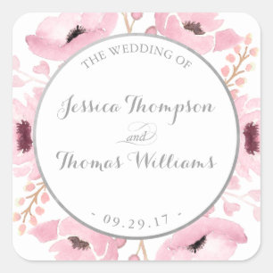 Sticker Carré Collection de Mariages floraux rose-printemps