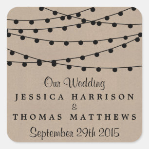 Sticker Carré Collection de Mariages Rustic Kraft