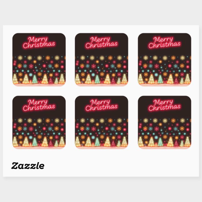 Sticker Carré Collection de Noël Neon tendance (Feuille)