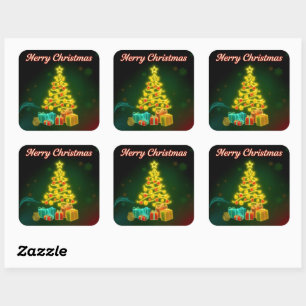 Sticker Carré Collection de Noël tendance Neon Holiday
