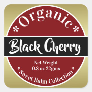 Sticker Carré Collection DIY Cerise Rouge Noire Or Biologique