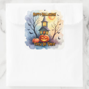 Sticker Carré Collection Halloween Moderne Mignonne Épouvantable