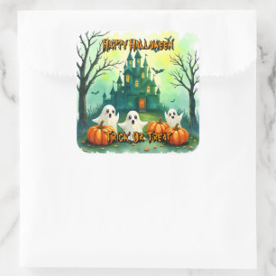 Sticker Carré Collection Halloween Populaire Mignonne Épouvantab