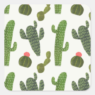 Sticker Carré Collection Llamarama   Cactus mignons