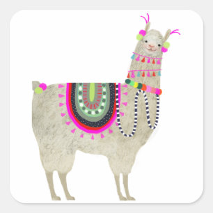 Sticker Carré Collection Llamarama   Cute Llamas