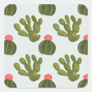 Sticker Carré Collection Llamarama   Motif Cactus mignon