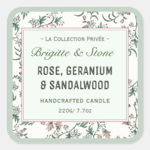 Sticker Carré Collection privée Bougie artisanale florale