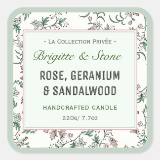 Sticker Carré Collection privée Bougie artisanale florale