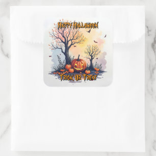 Sticker Carré Collection Tendance Halloween Mignonne Épouvantabl