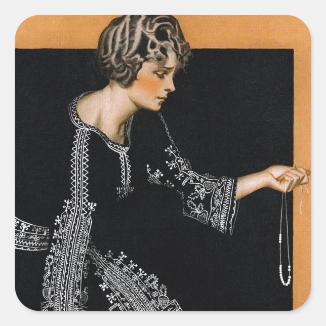 Sticker Carré Collier de perle cassé (Devant)