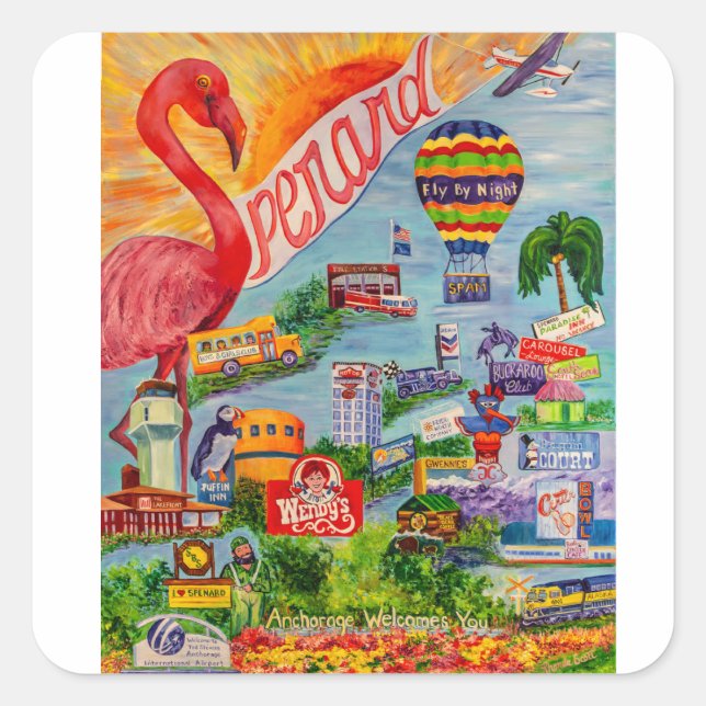 Sticker Carré Collier Sunny Spenard Alaska (Devant)