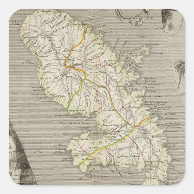 Sticker Carré Colonies françaises Martinique (Devant)