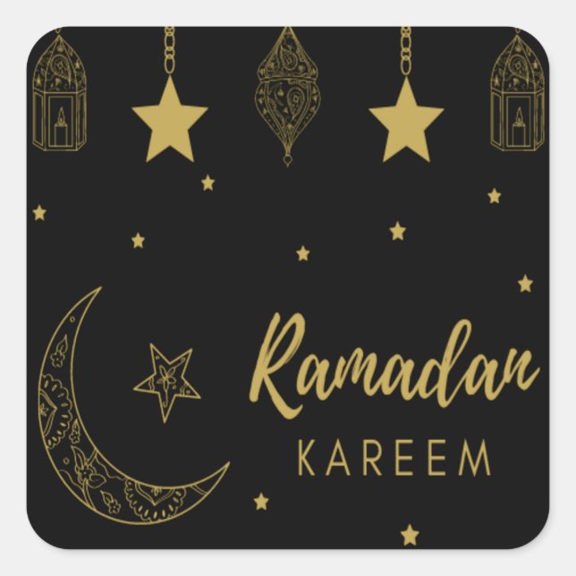 Sticker Carré Colonnes de kareem Ramadan noir et or (Devant)