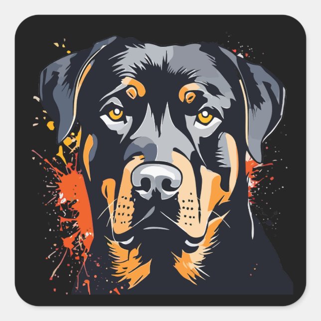 Sticker Carré Color Rottweiler Dog Face (Devant)