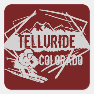 Sticker Carré Colorado Colorado collants de montagne rouge Tellu