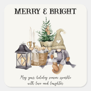 Sticker Carré Colorant de Noël Joyeux et clair