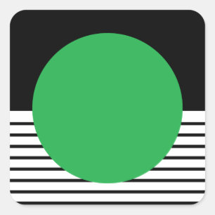 Sticker Carré Colorbloc noir blanc et cercle vert