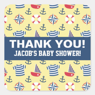 Sticker Carré Colorée Cute Ancre bateau à voile