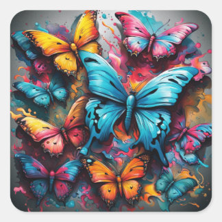 Sticker Carré Colorful Butterfly 