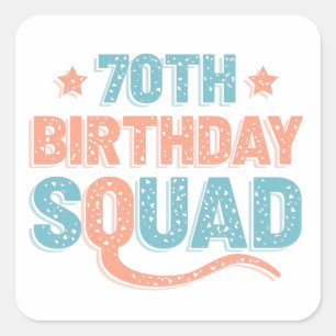Sticker Carré Colorful Distressed 70e anniversaire