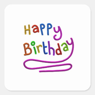 Sticker Carré Colorful heureux Birthday Greeting