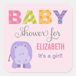 Sticker Carré Colorful Jungle Animals for Baby Girl Pink
