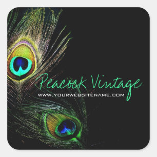 Sticker Carré Colorful Vintage Peacock Feathers Stylish Photo