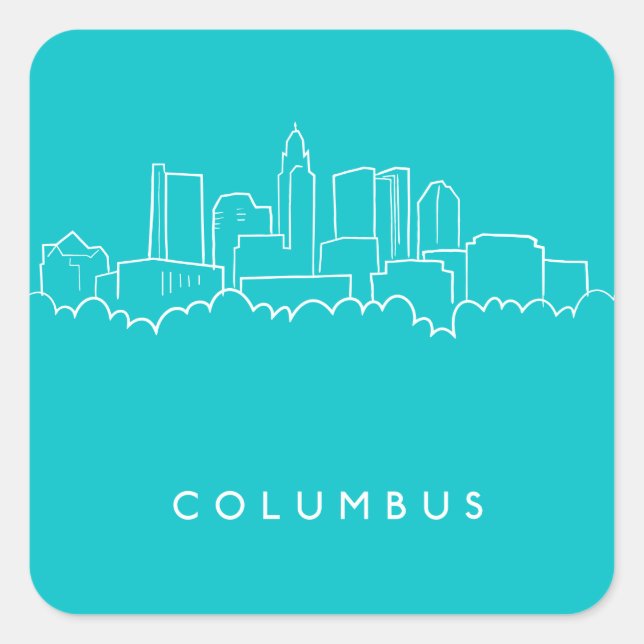 Sticker Carré Columbus, Ohio Skyline (Devant)