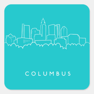 Sticker Carré Columbus, Ohio Skyline